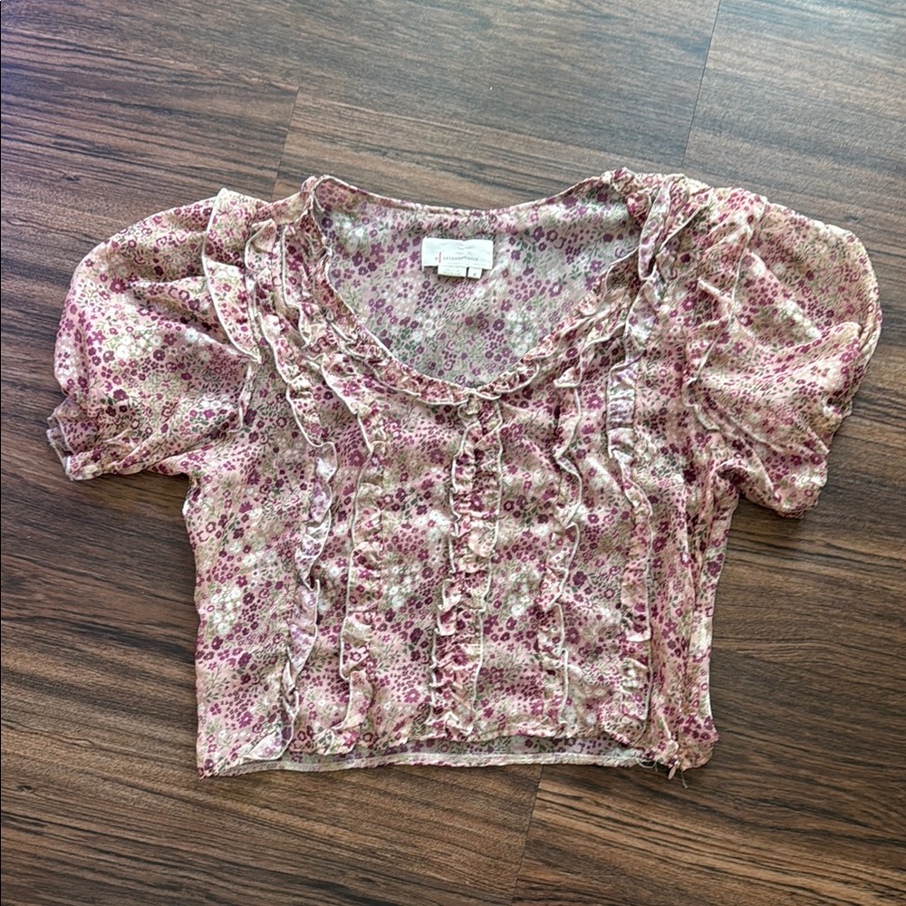 Anthropologie sheer floral top